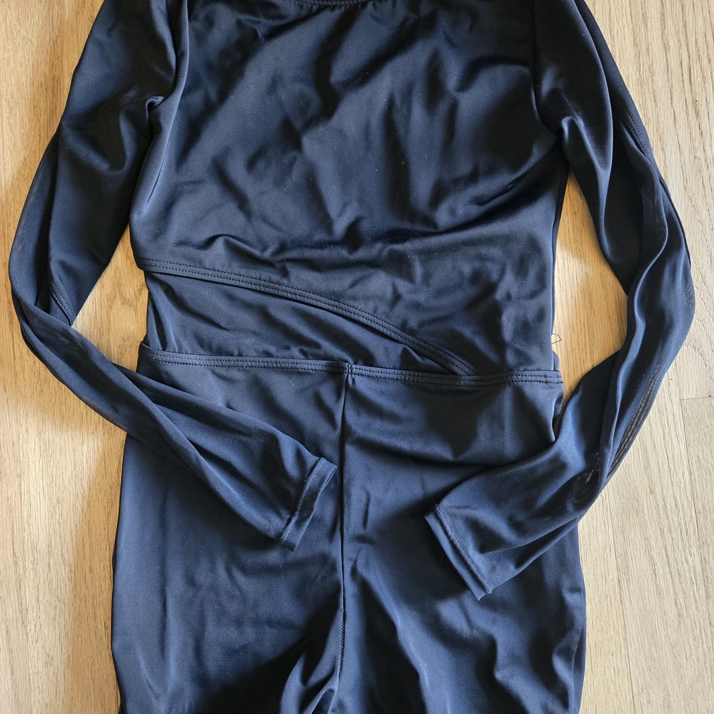 Balera Black Dancewear ONE piece With Cutouts, Size Large Child